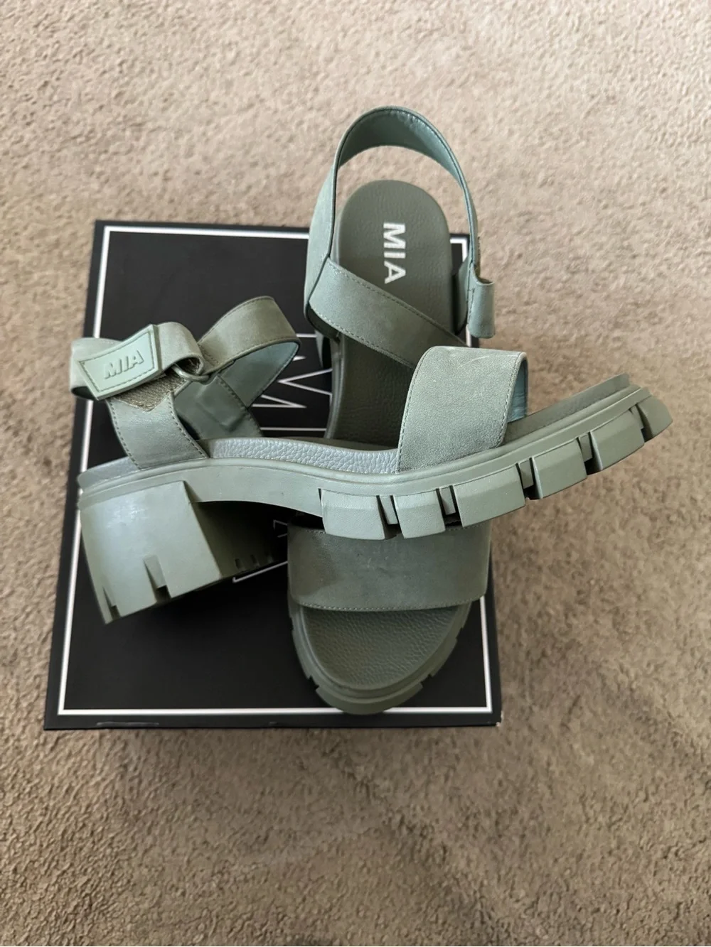 MIA Platform Lug Sandals in Olive